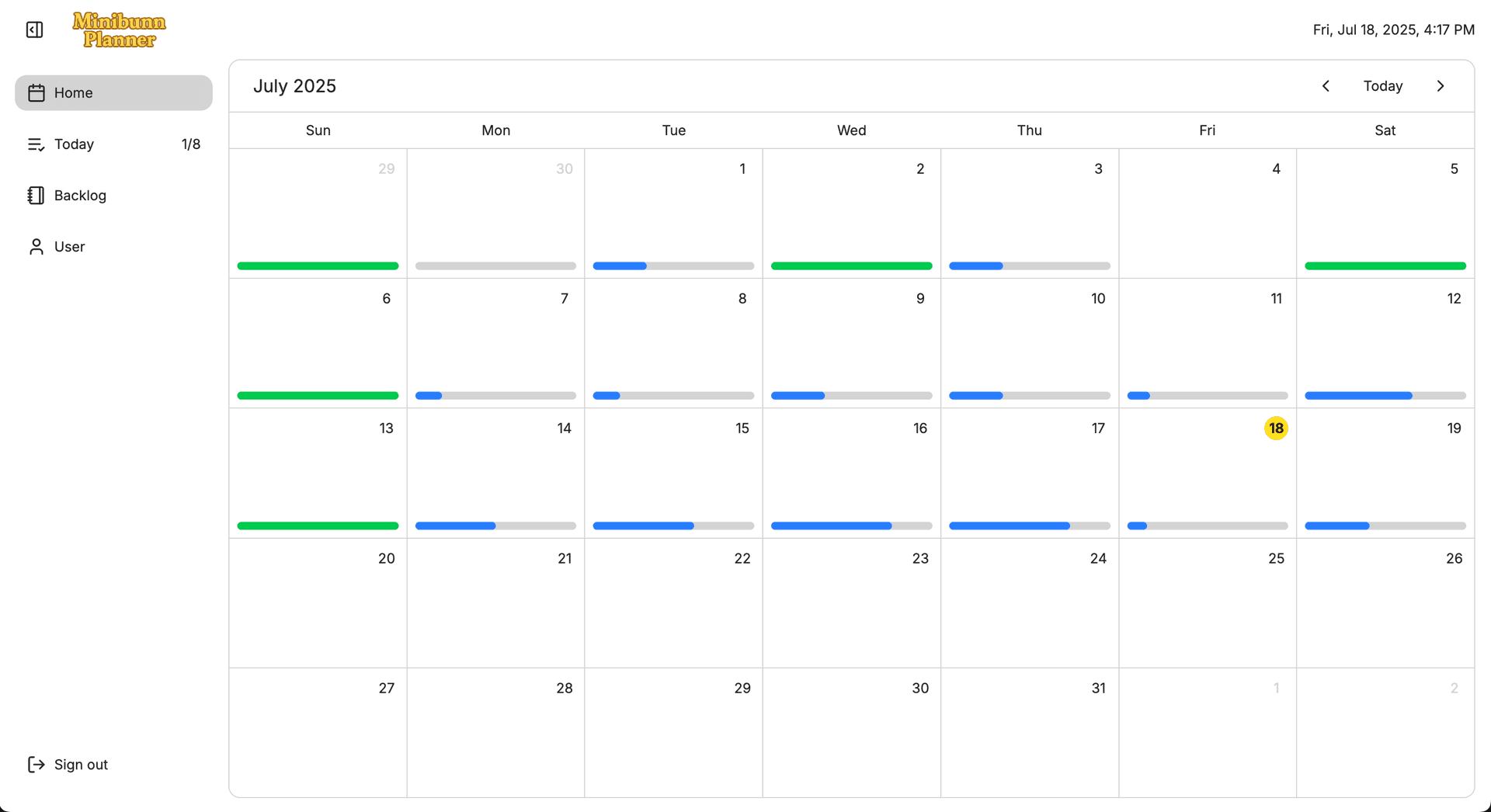 Calendar screenshot