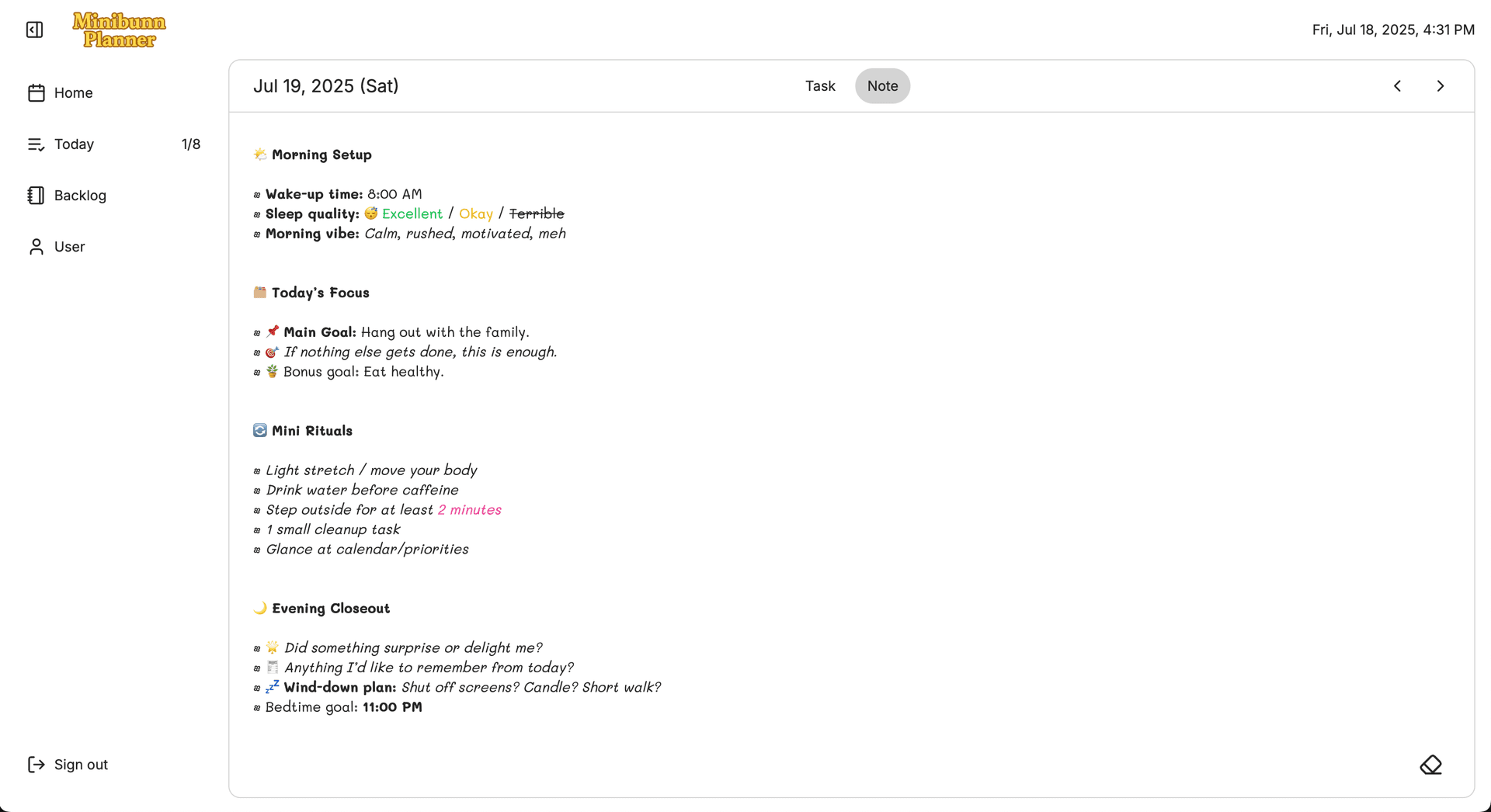 Note screenshot