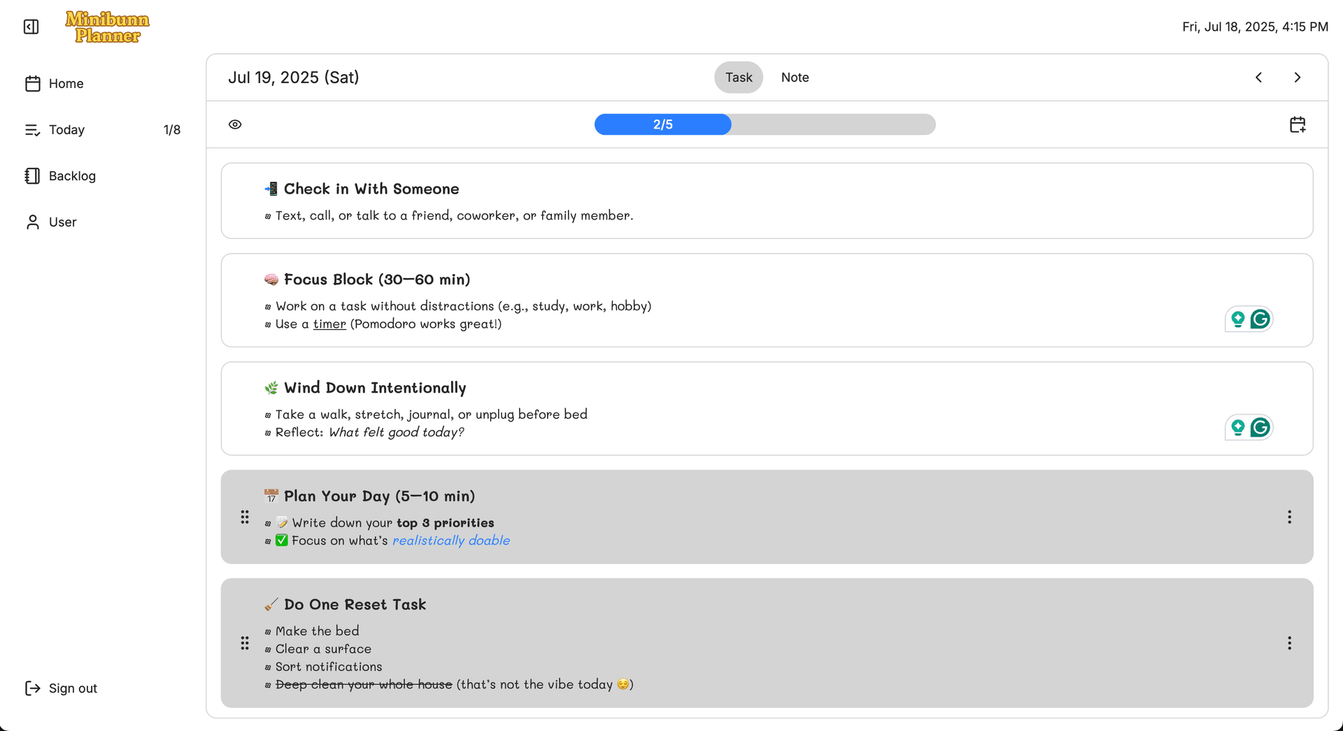 Task screenshot